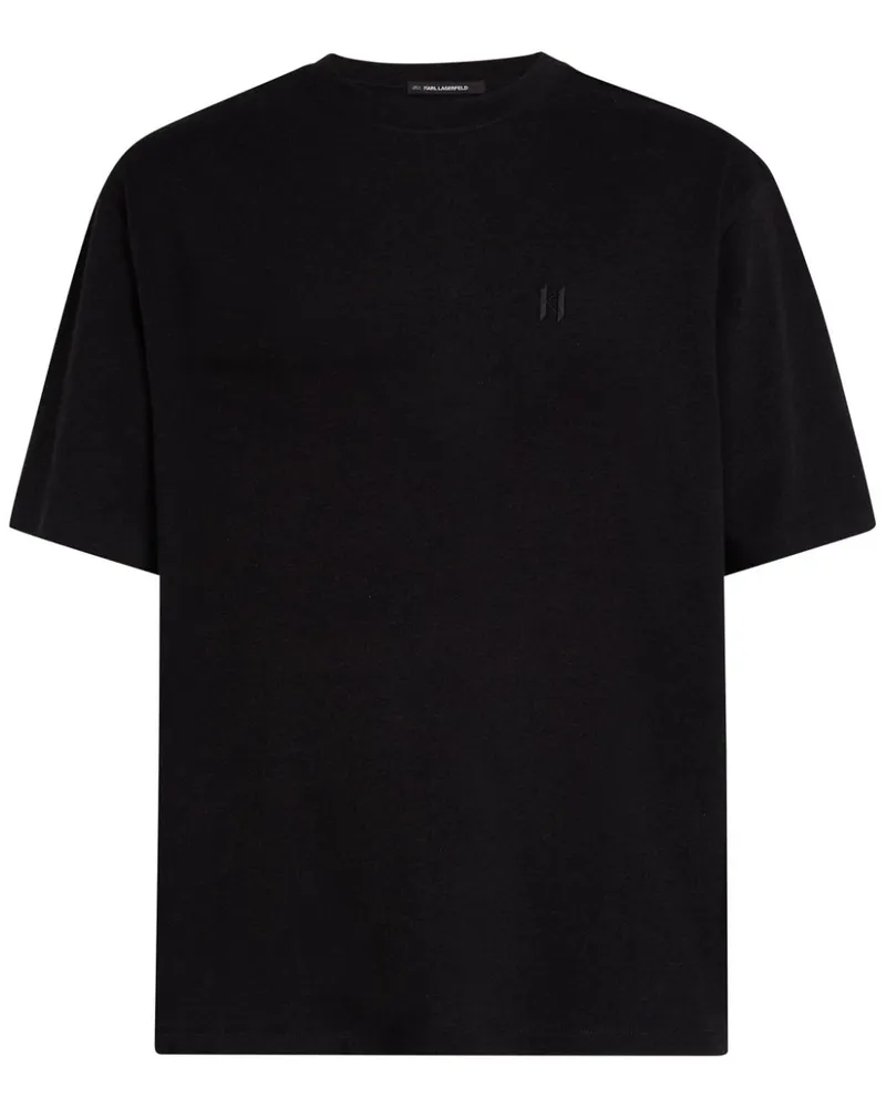 Karl Lagerfeld T-Shirt mit aufgesticktem Monogramm - Schwarz Schwarz