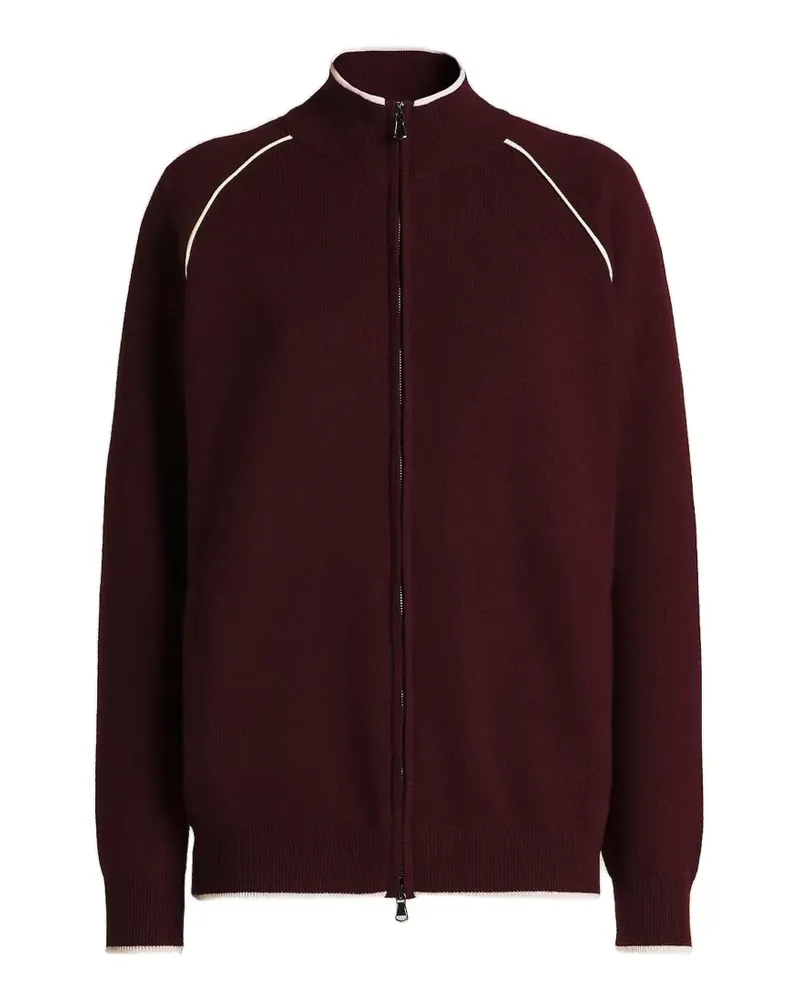 Kiton Cardigan mit Reißverschluss und Kontrastbesatz - Rot Rot