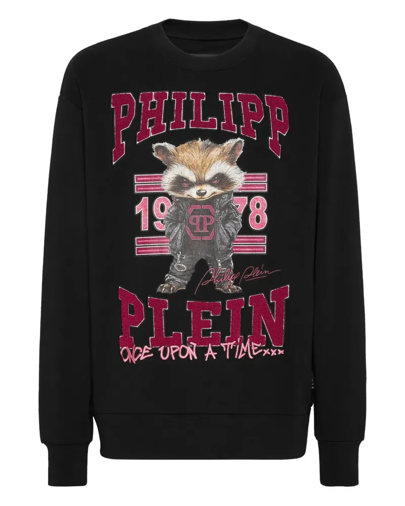 Philipp Plein Sweatshirt mit Waschbär-Verzierung - Schwarz Schwarz