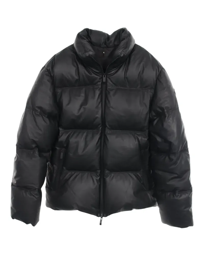 Moncler 2010s Ligont leather down jacket - Schwarz Schwarz