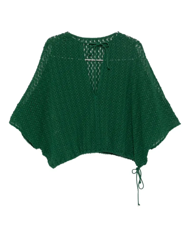 FISICO-Cristina Ferrari lace-knit slit-sleeve top - Grün Grün