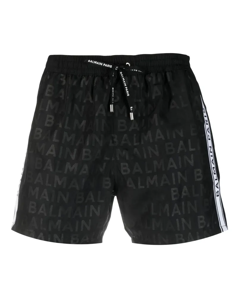 Balmain Badeshorts mit Logo-Print - Schwarz Schwarz