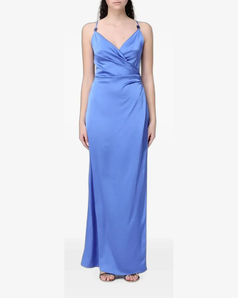 Hanita maxi lace-up satin dress - Blau Blau