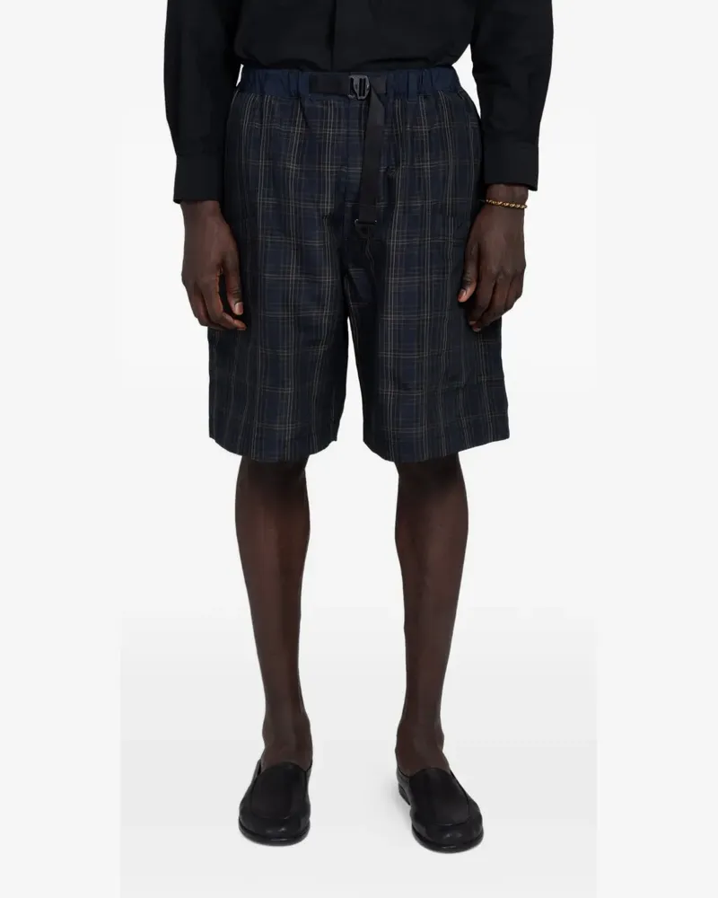 Comme des Garçons check-pattern belted shorts - Blau Blau