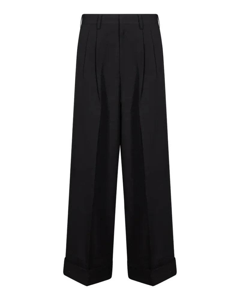 Junya Watanabe Plissierte Hose mit Umschlag - Schwarz Schwarz