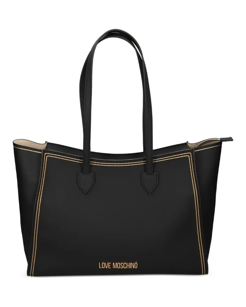 Moschino logo-plaque tote bag - Schwarz Schwarz