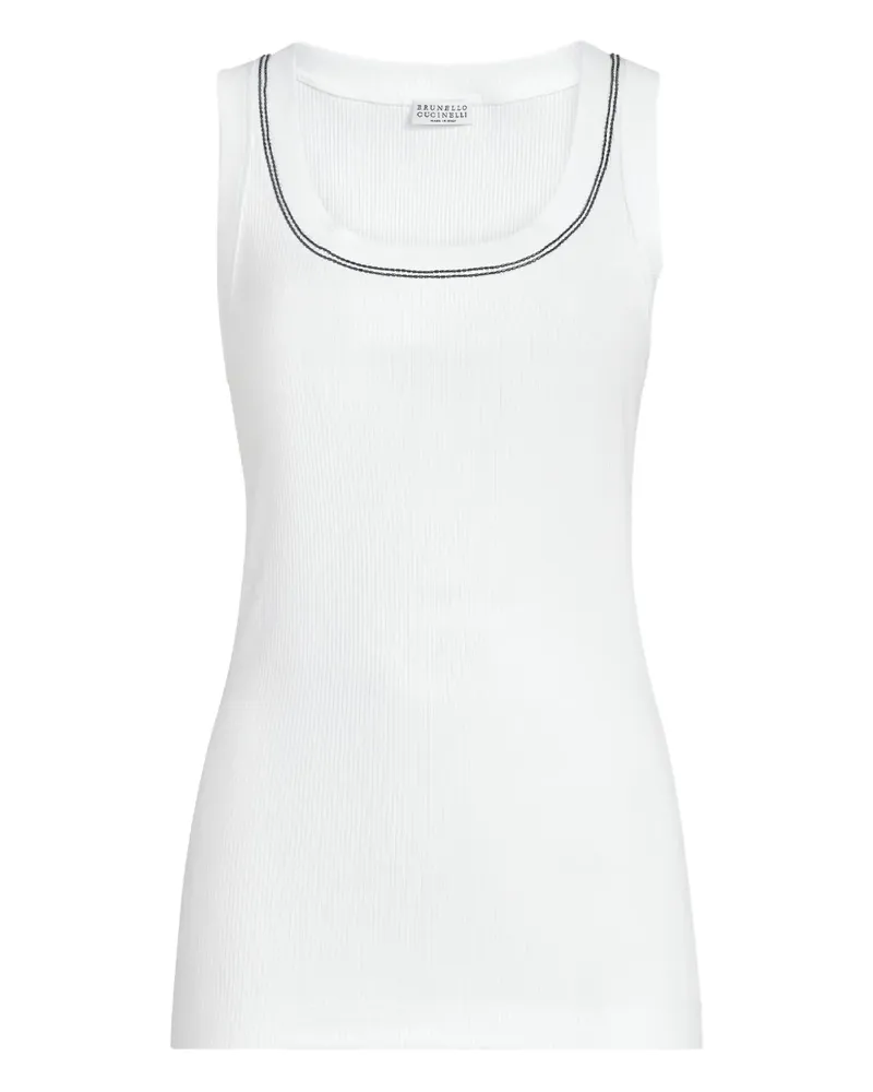 Brunello Cucinelli Geripptes Trägershirt - Weiß Weiß