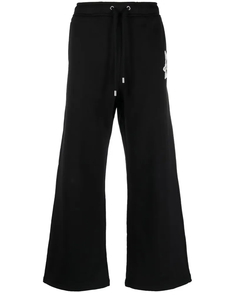 Lanvin Weite Jogginghose mit aufgesticktem Hasen - Schwarz Schwarz