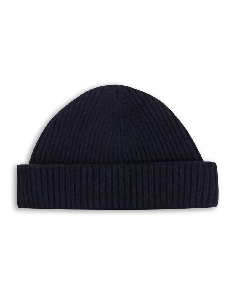 John Smedley Gerippte Beanie - Blau Blau