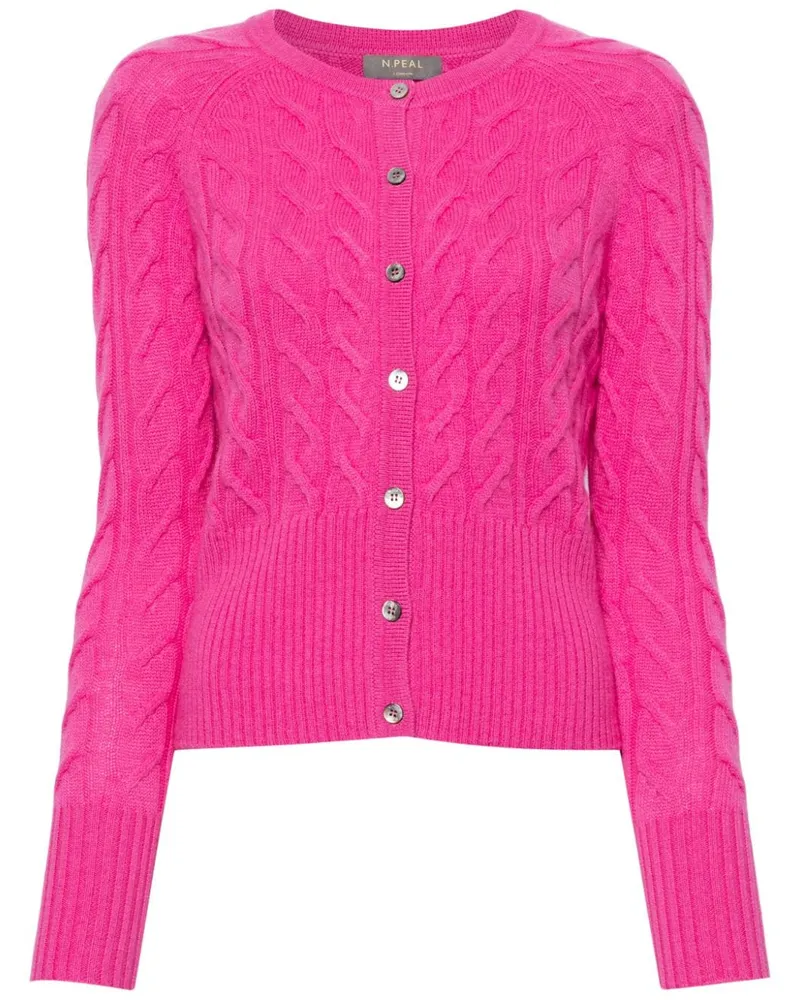 N.Peal Myla Kaschmircardigan mit Zopfmuster - Rosa Rosa