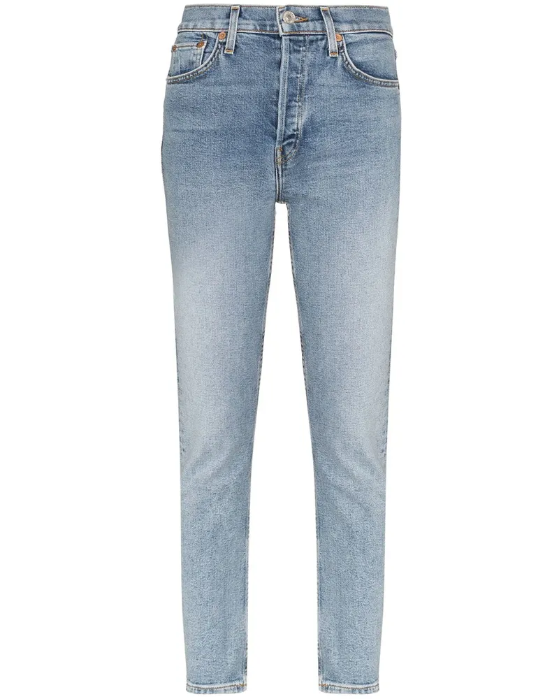 RE/DONE Schmale Cropped-Jeans - Blau Blau