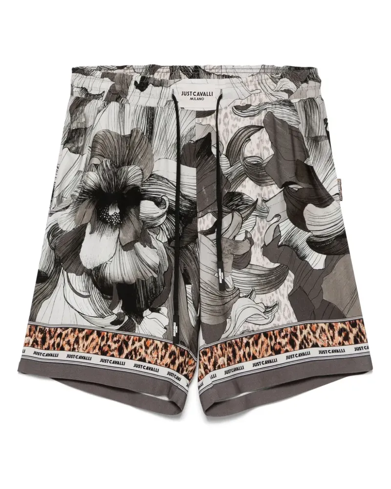 Just Cavalli Shorts mit Blumen-Print - Grau Grau