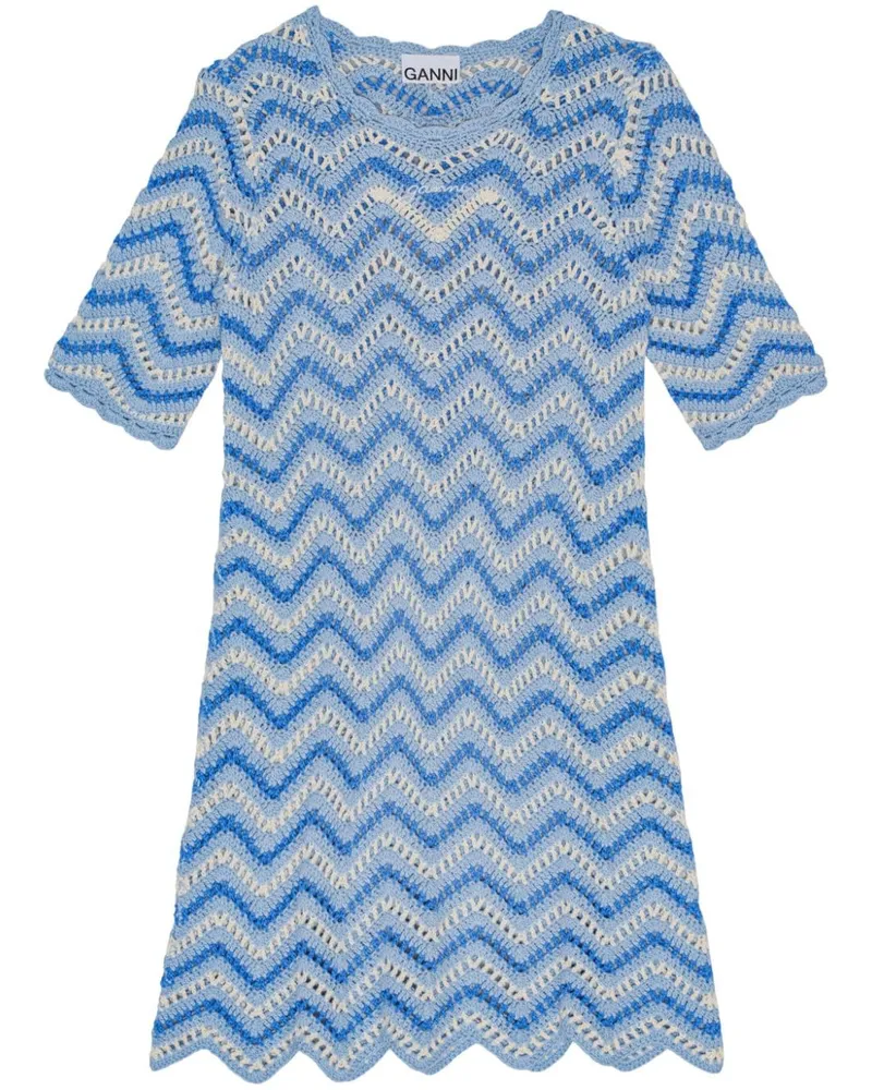 Ganni Gehäkeltes Minikleid aus Bio-Baumwolle - Blau Blau