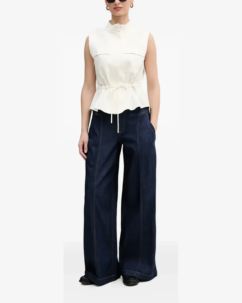 Mos Mosh Weite Jeans mit Kontrastnähten - Blau Blau