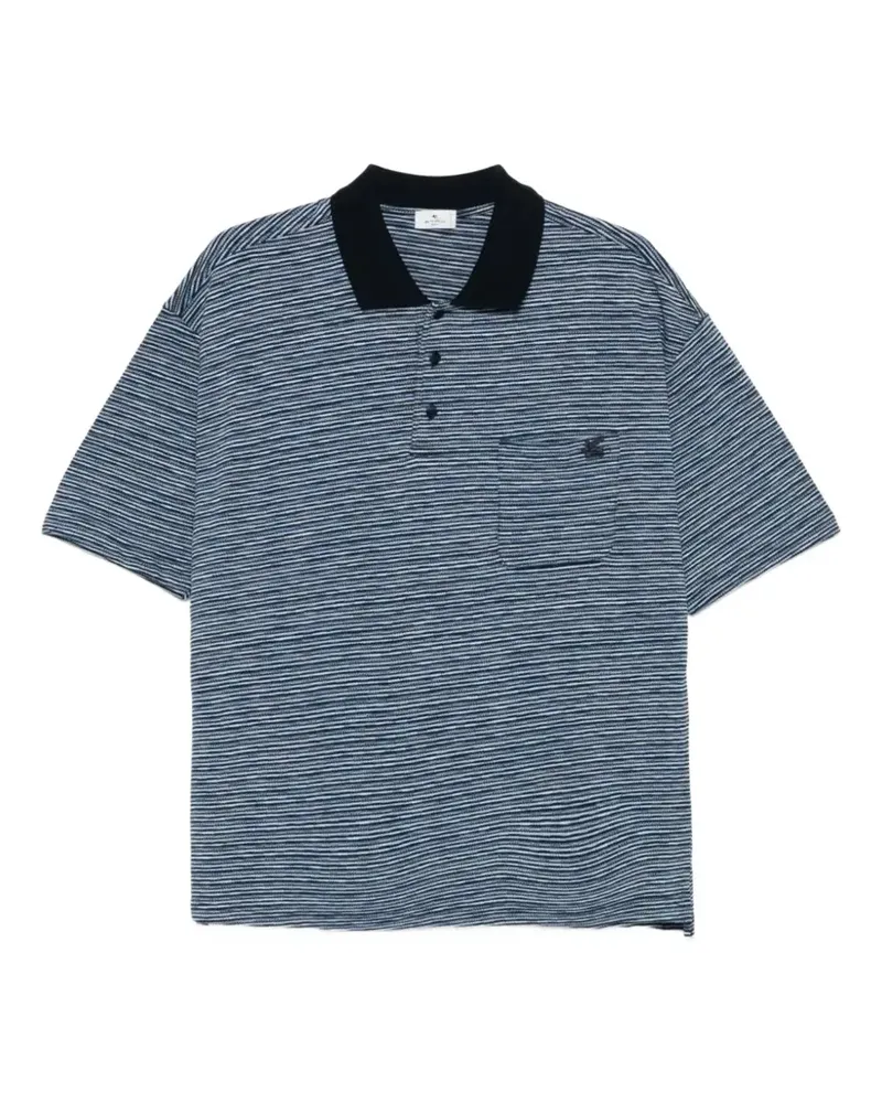 Etro Gestricktes Poloshirt mit Streifen - Blau Blau