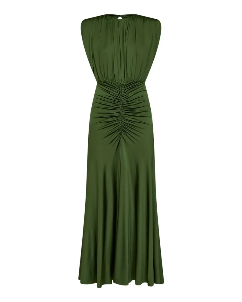 Self-Portrait gathered sleeveless maxi dress - Grün Grün
