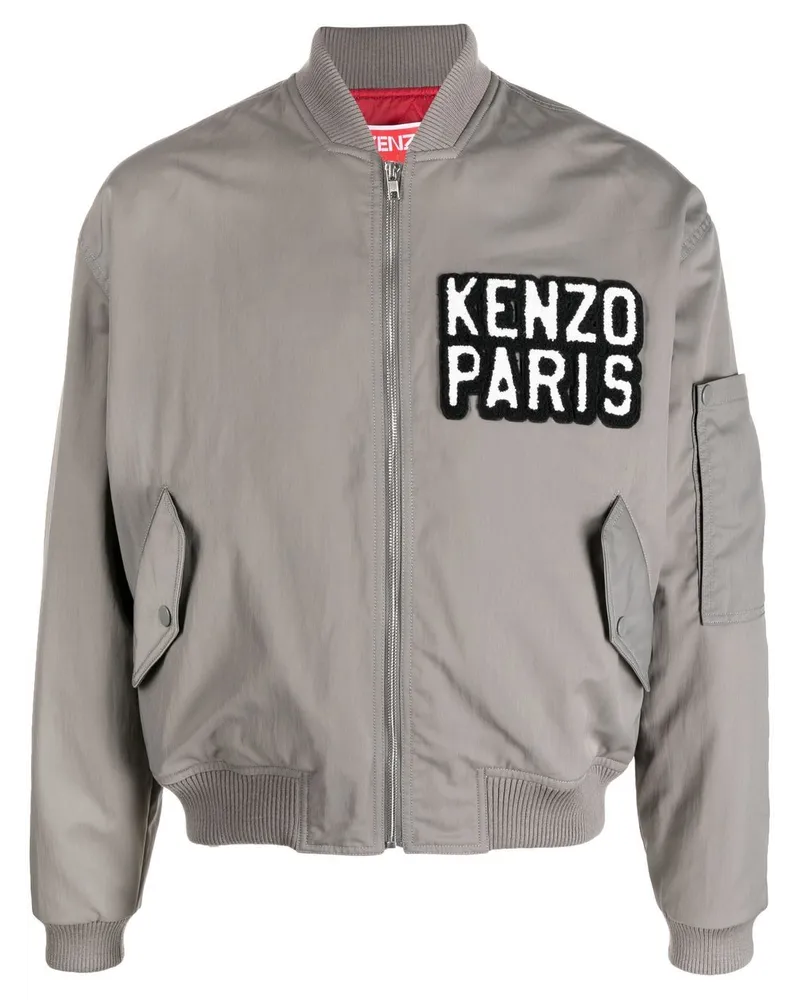 Kenzo Bomberjacke mit Logo-Patch - Grau Grau
