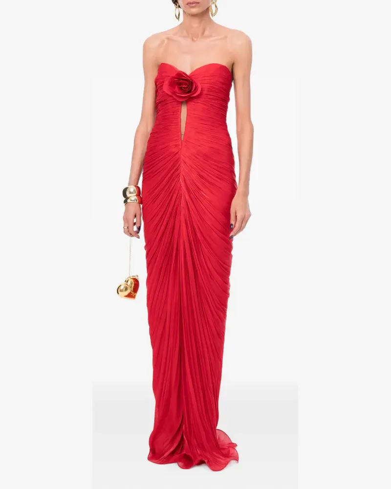 Ana Radu flower-detail ruched gown - Rot Rot