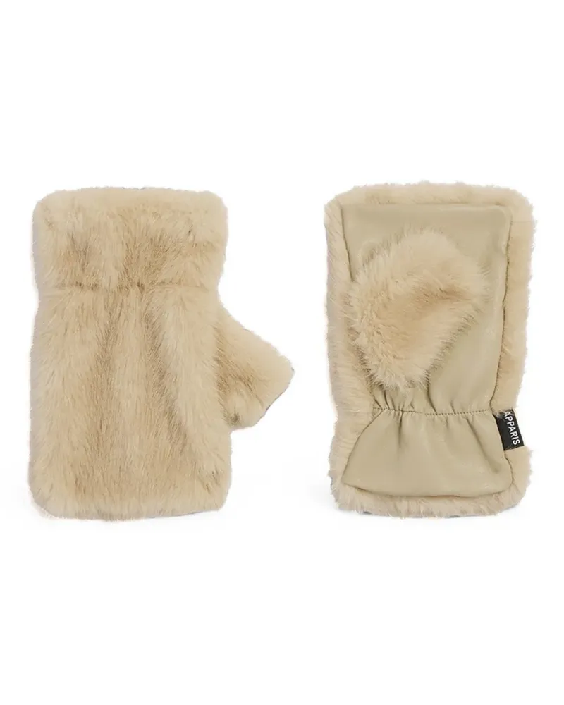 APPARIS Harper faux-fur fingerless gloves - Nude Nude