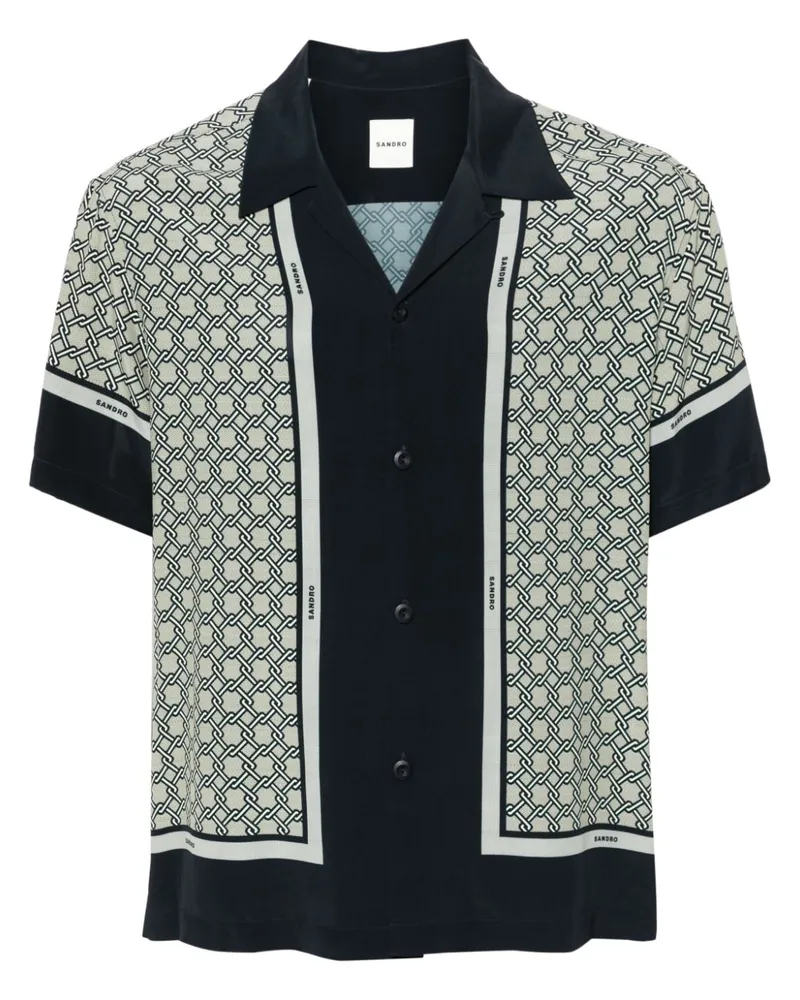Sandro Satinhemd mit Interlock-Print - Blau Blau