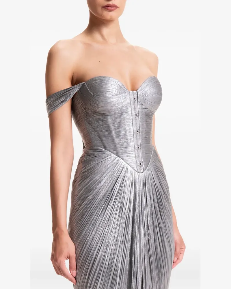 Maria Lucia Hohan Schulterfreies Susie Kleid mit Falten - Silber Silber