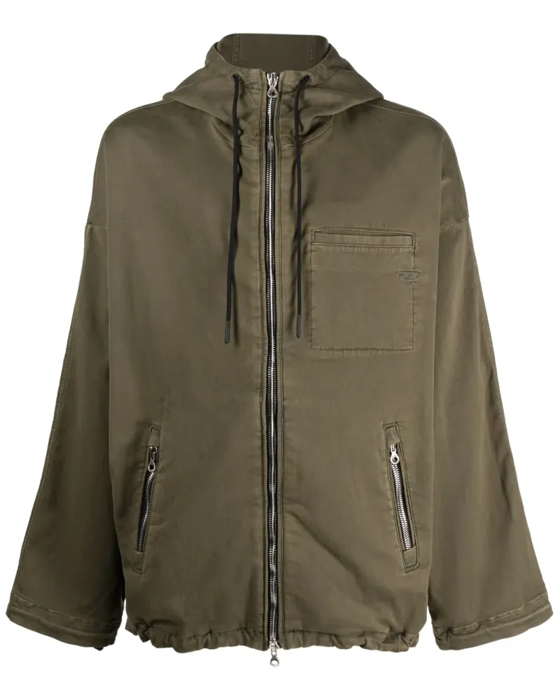 Diesel Kapuzenjacke mit Logo-Stickerei - Grün Grün
