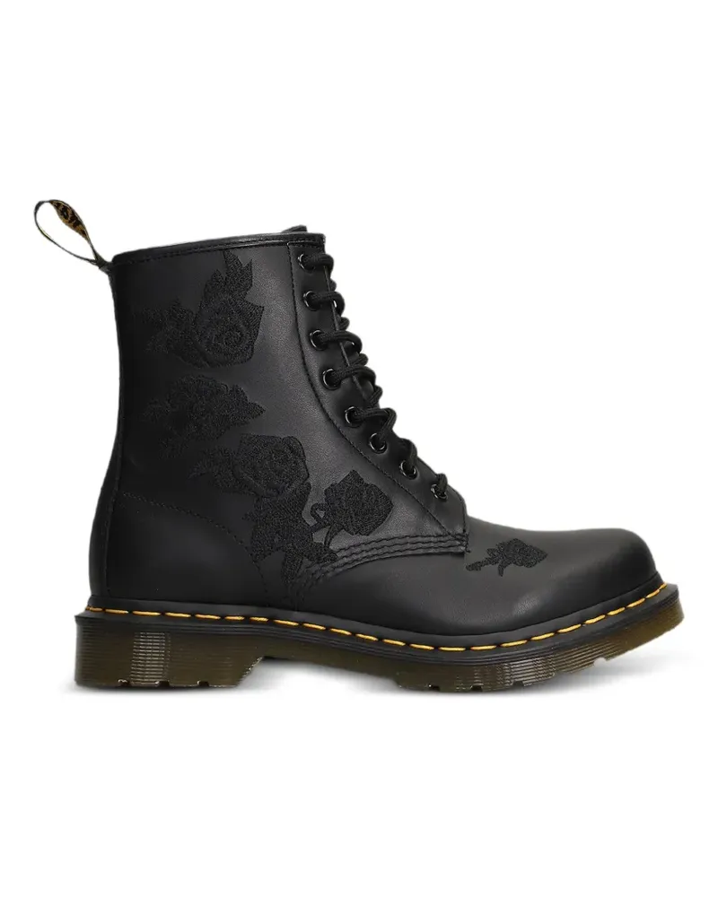Dr.Martens 1460 Vonda Mono rose-embroidered combat boots - Schwarz Schwarz