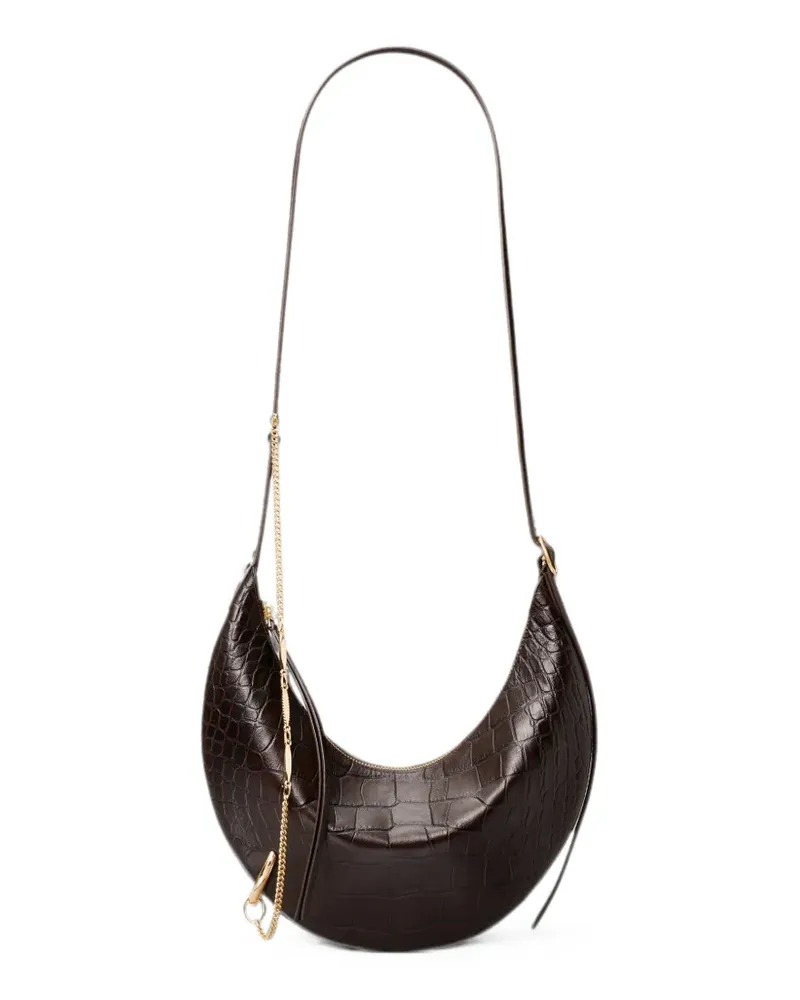 Tory Burch Pierced croc-embossed crossbody bag - Braun Braun