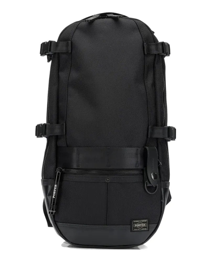 PORTER-YOSHIDA & CO Heat buckle-fastening logo-patch backpack - Schwarz Schwarz
