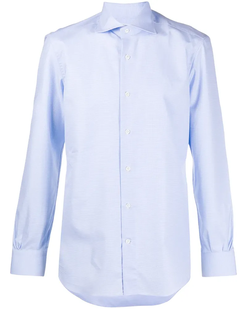 MAZZARELLI Hemd mit Hahnentrittmuster - Blau Blau