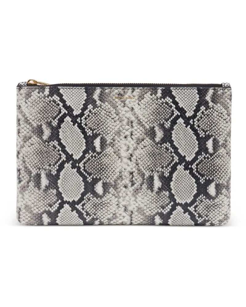 Anine Bing Elly snakeskin-print leather clutch bag - Grau Grau
