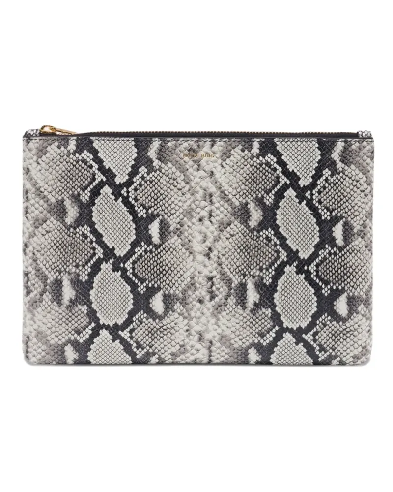 Anine Bing Elly snakeskin-print leather clutch bag - Grau Grau