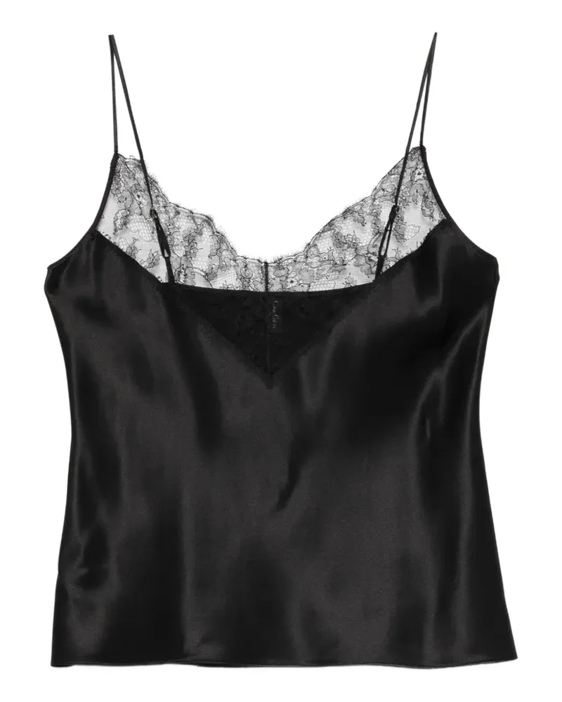 Carine Gilson Camisole-Top aus Satin mit Spitze - Schwarz Schwarz