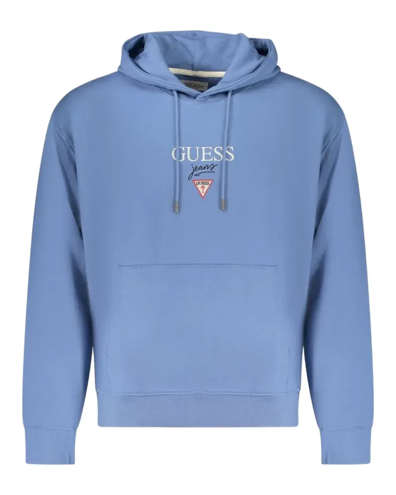 Guess logo-embroidered drawstring hoodie - Blau Blau