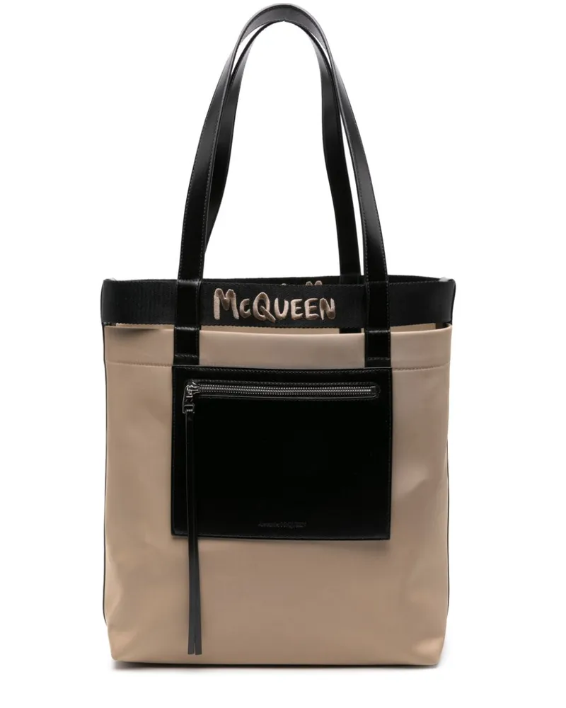 Alexander McQueen Shopper mit Logo-Stickerei - Nude Nude