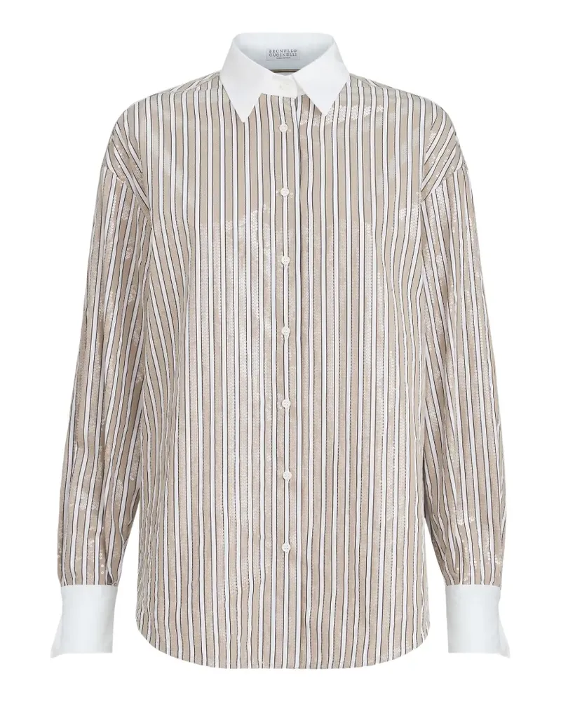 Brunello Cucinelli Gestreiftes Hemd mit Kragen - Nude Nude