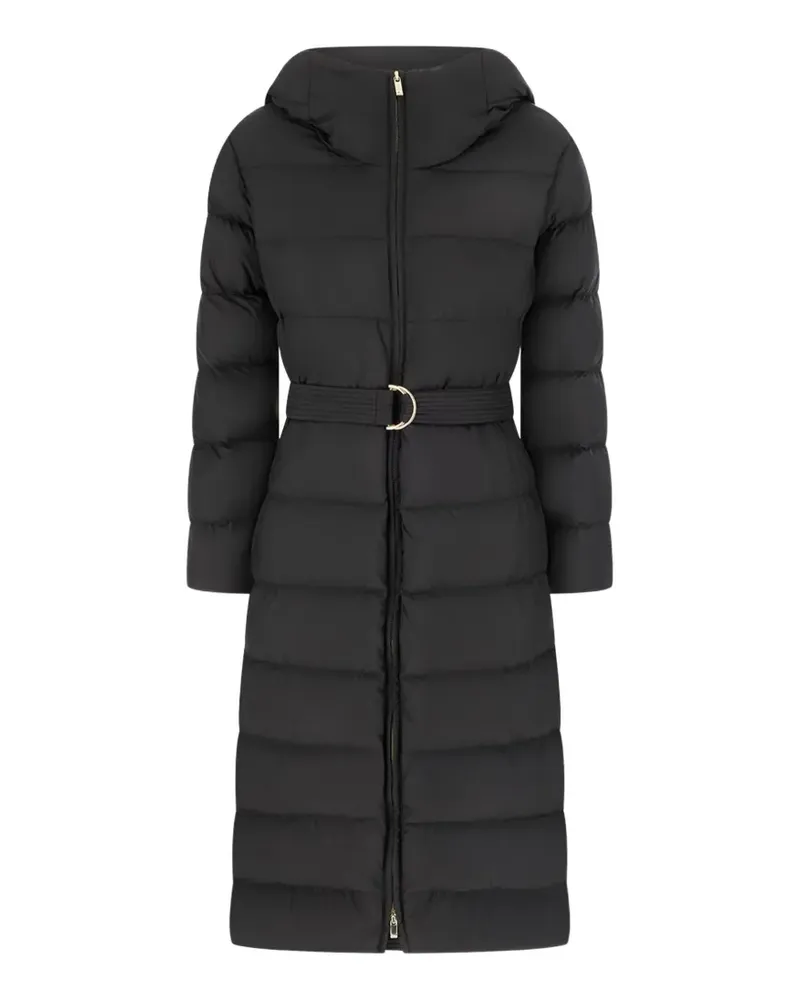 Max Mara Gefütterte Kapuzenjacke mit Gürtel - Schwarz Schwarz