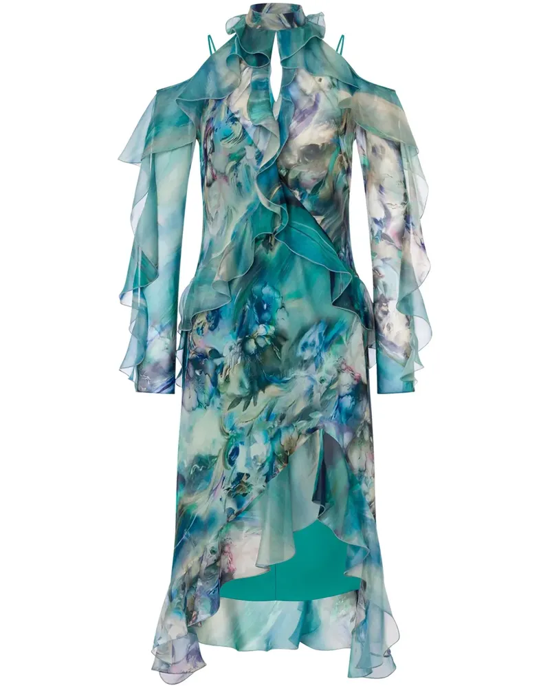 Alberta Ferretti Kleid mit Blumen-Print - Blau Blau
