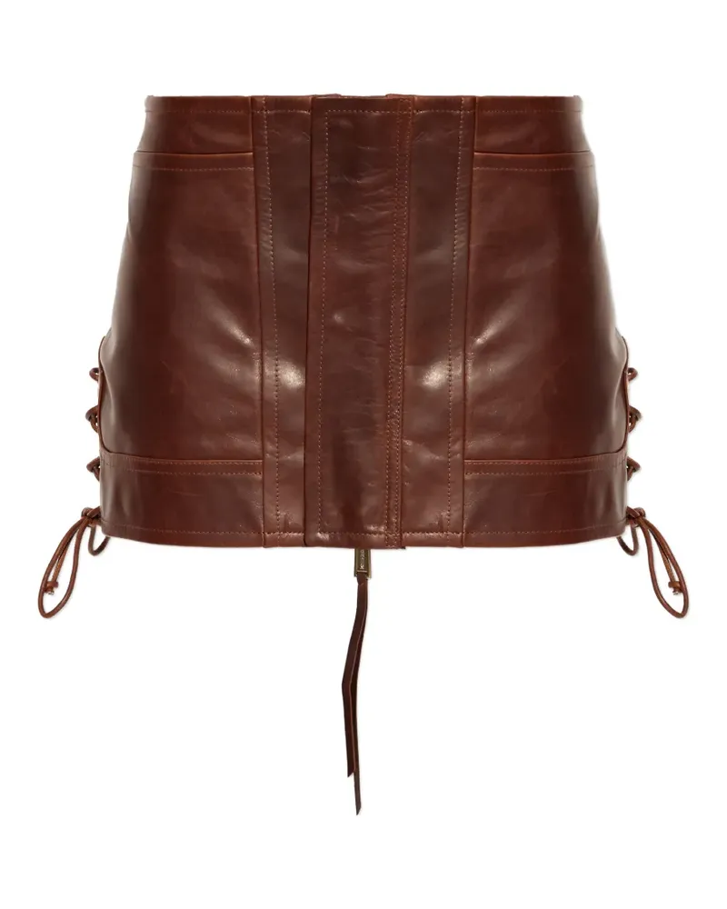 Dsquared2 lace-up leather skirt - Braun Braun
