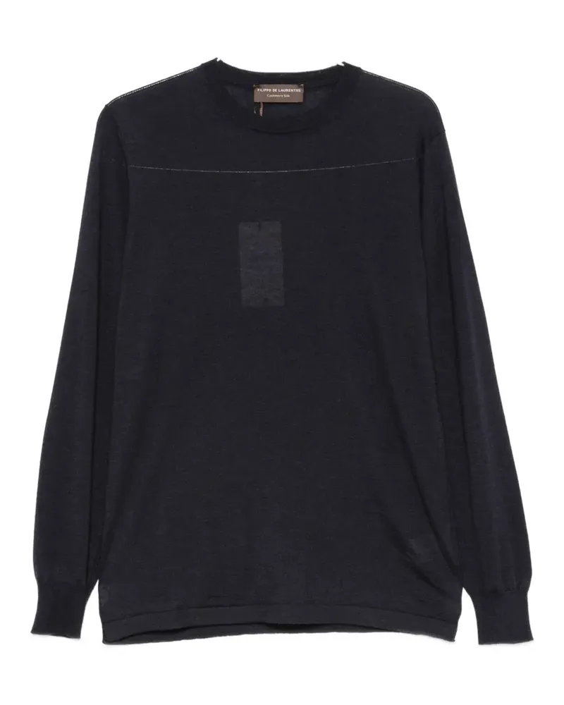 Filippo de Laurentiis Langarmshirt mit Rundhalsausschnitt - Blau Blau