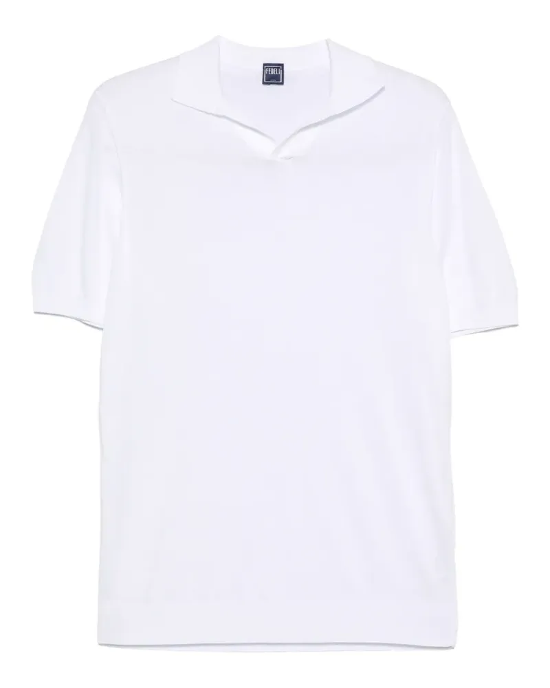 Fedeli T-Shirt mit Poloshirtkragen - Weiß Weiß