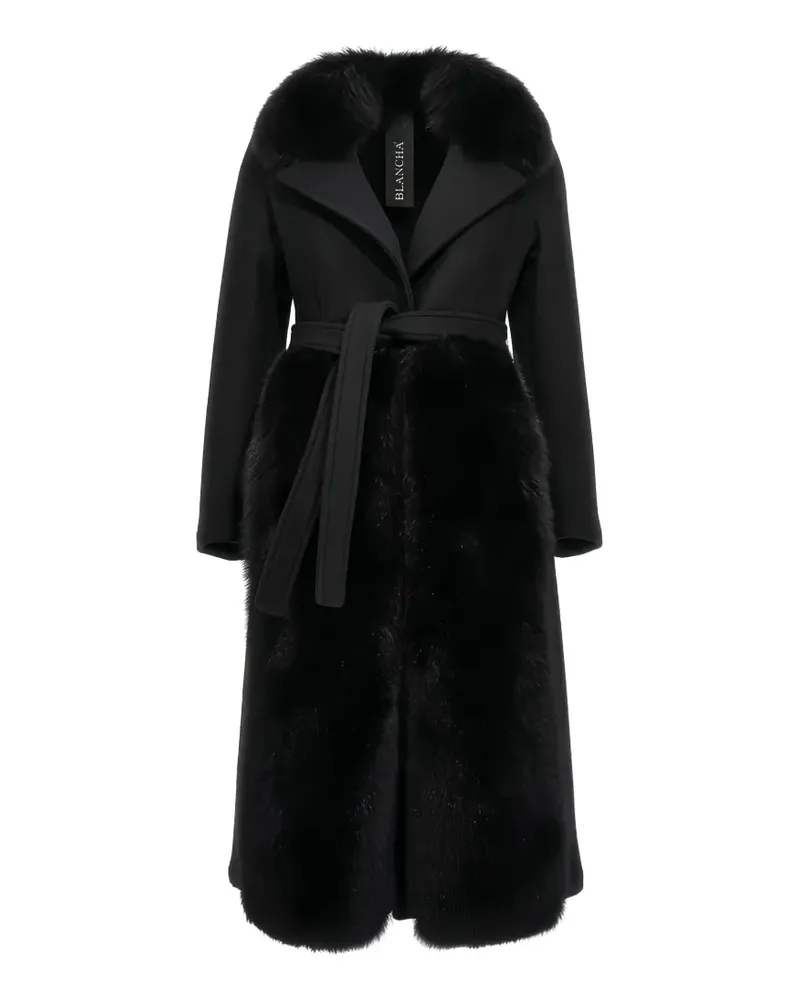 BLANCHA belted coat - Schwarz Schwarz