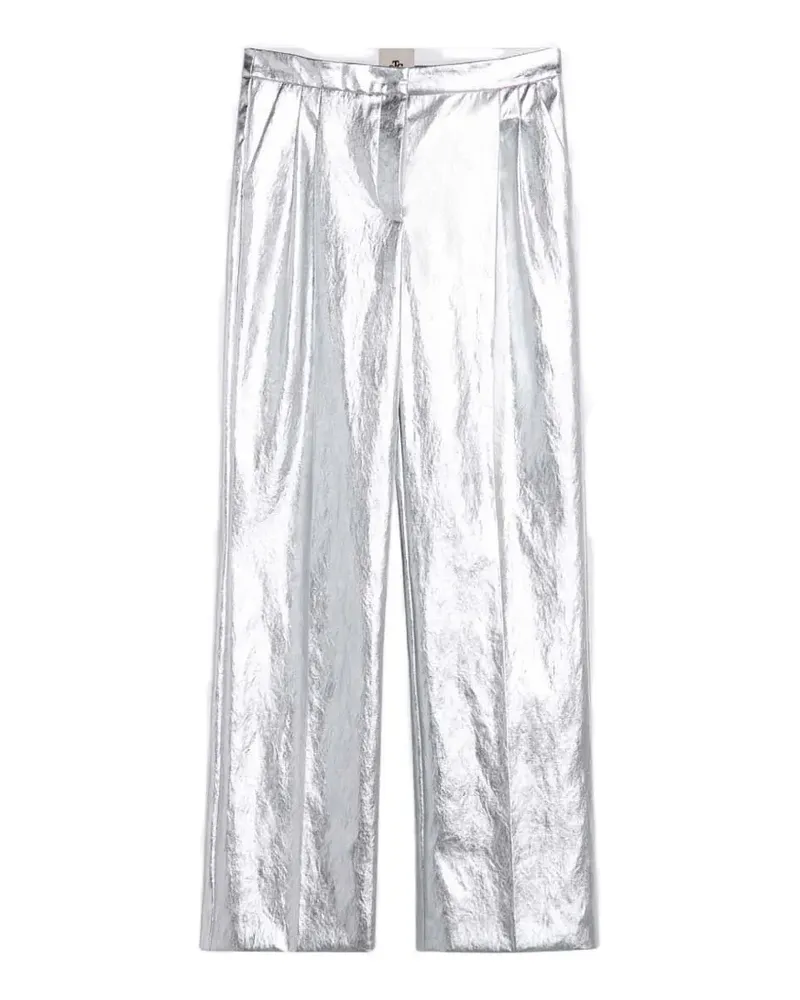 The Garment metallic-effect pleated trousers - Silber Silber