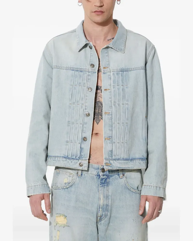 FourTwoFour on Fairfax Jeansjacke mit Faltendetail - Blau Blau