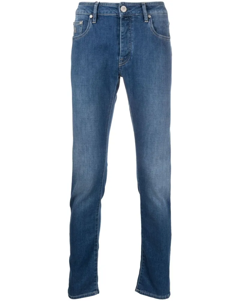 MOORER Halbhohe Tapered-Jeans - Blau Blau