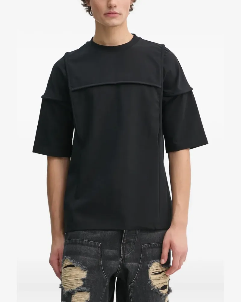 Heliot Emil T-Shirt mit Einsätzen - Schwarz Schwarz