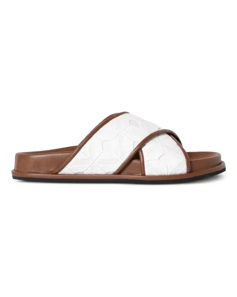 Max Mara Geometrisch gemusterte Sandalen mit überkreuzten Riemen - Weiß Weiß