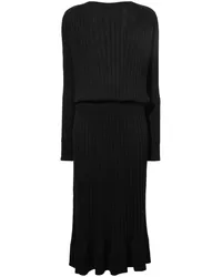 Proenza Schouler Eden Midikleid aus geripptem Strick Schwarz