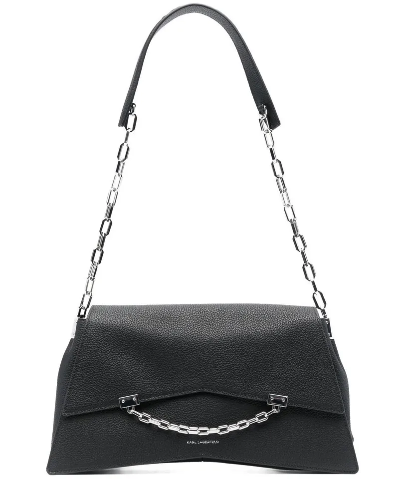 Karl Lagerfeld Große K/Seven Schultertasche aus Leder - Schwarz Schwarz