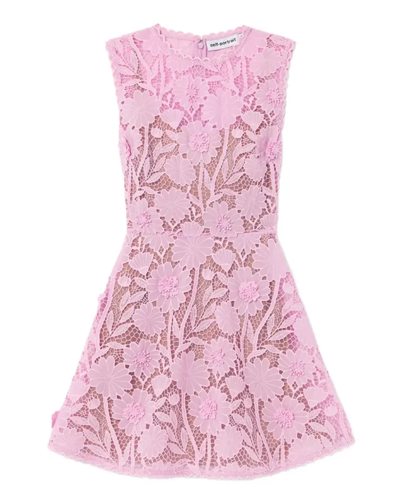 Self-Portrait floral-lace sleeveless mini dress - Rosa Rosa